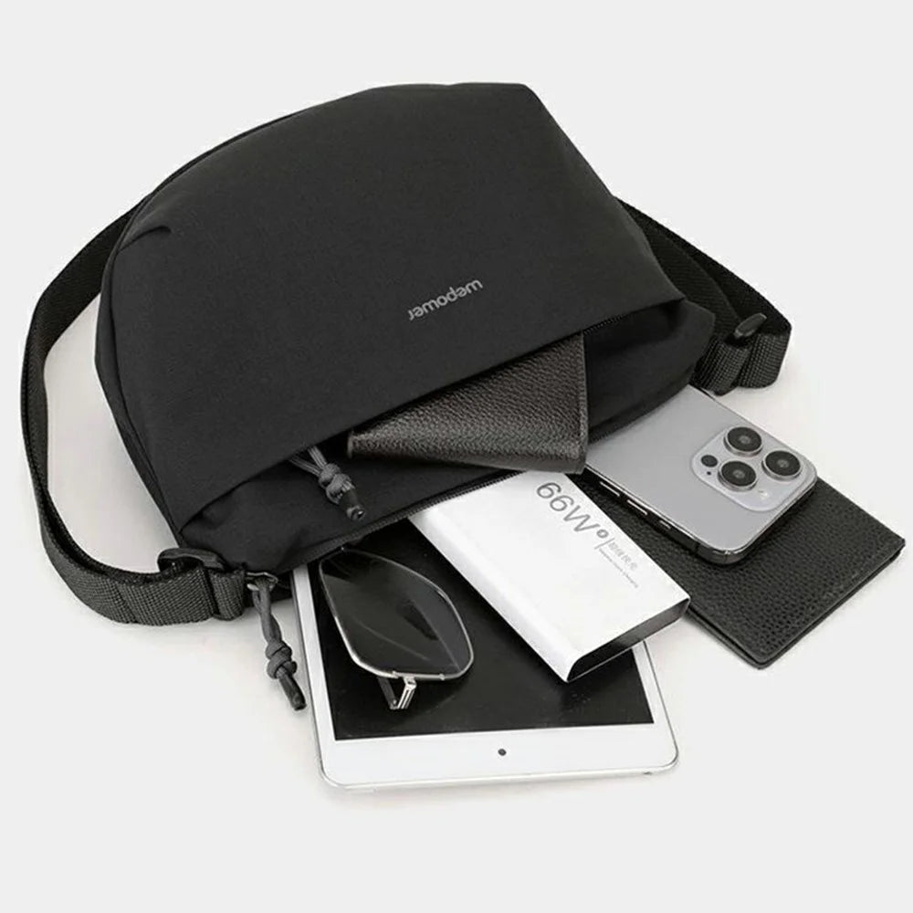 WEPOWER 2205 Casual Nylon Crossbody Bag Travel Commute Shoulder Pack for Men Women - Black - 3