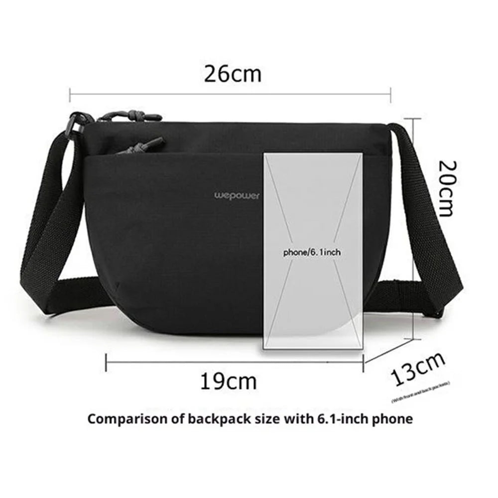 WEPOWER 2205 Casual Nylon Crossbody Bag Travel Commute Shoulder Pack for Men Women - Black - 7