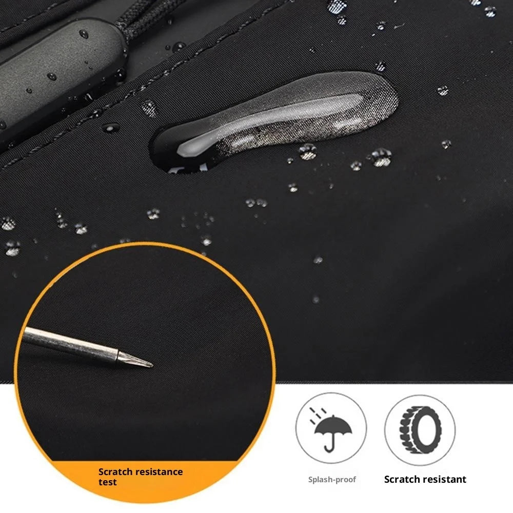 LH414# Men's Crossbody Bag Business Travel Shoulder Bag Nylon Waterproof with Charging Port - Black - 4