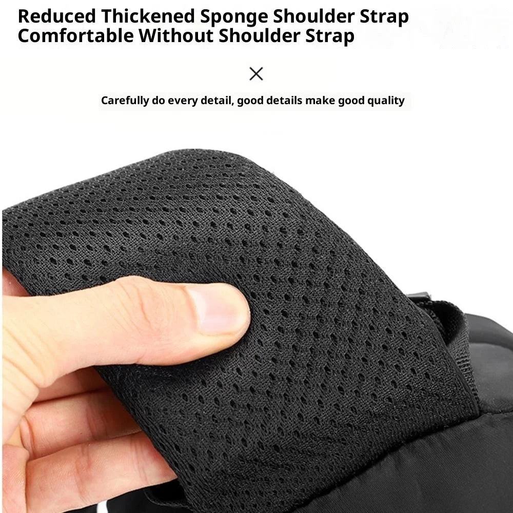 LH414# Men's Crossbody Bag Business Travel Shoulder Bag Nylon Waterproof with Charging Port - Black - 7