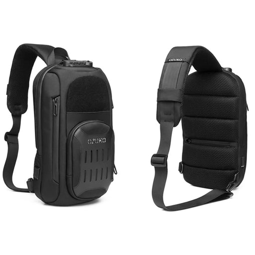 OZUKO 9361 Anti-theft Shockproof Breathable Chest Bag Multifunctional Waterproof Shoulder Bag for Men - Black - 2