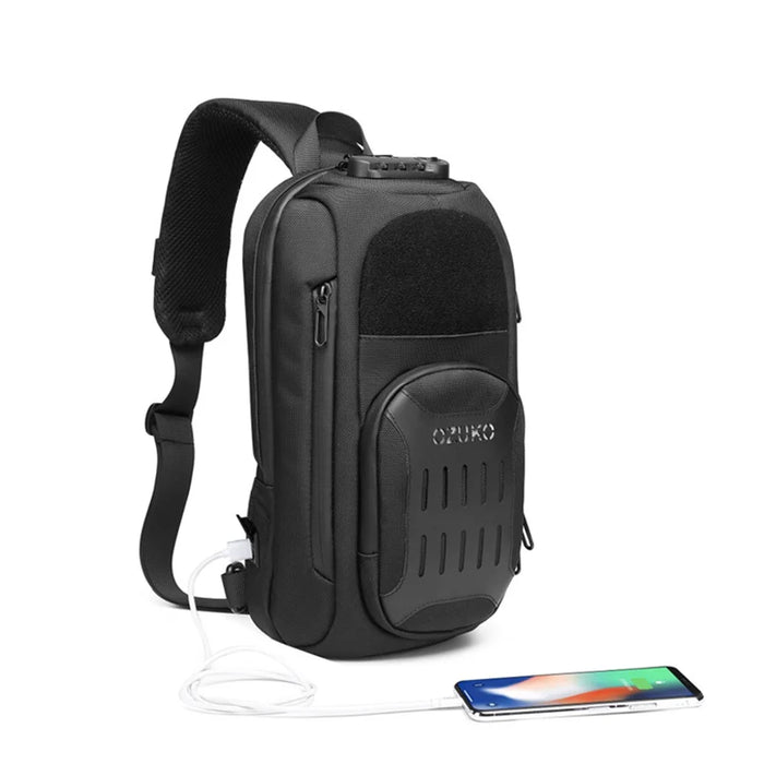 OZUKO 9361 Anti-theft Shockproof Breathable Chest Bag Multifunctional Waterproof Shoulder Bag for Men - Black - 4