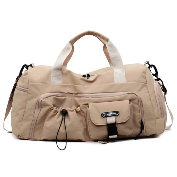 ZMN132 Multifunctional Waterproof Gym Sports Bag Wet Dry Separation Large Capacity Travel Handbag for Women - Khaki - 1