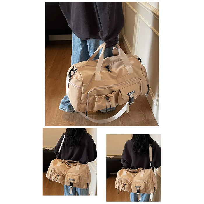 ZMN132 Multifunctional Waterproof Gym Sports Bag Wet Dry Separation Large Capacity Travel Handbag for Women - Khaki - 2