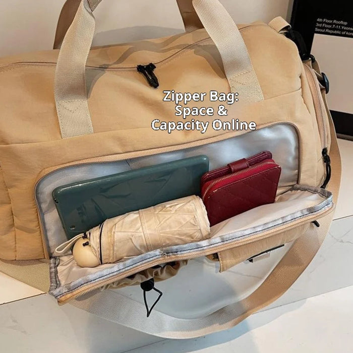 ZMN132 Multifunctional Waterproof Gym Sports Bag Wet Dry Separation Large Capacity Travel Handbag for Women - Khaki - 6