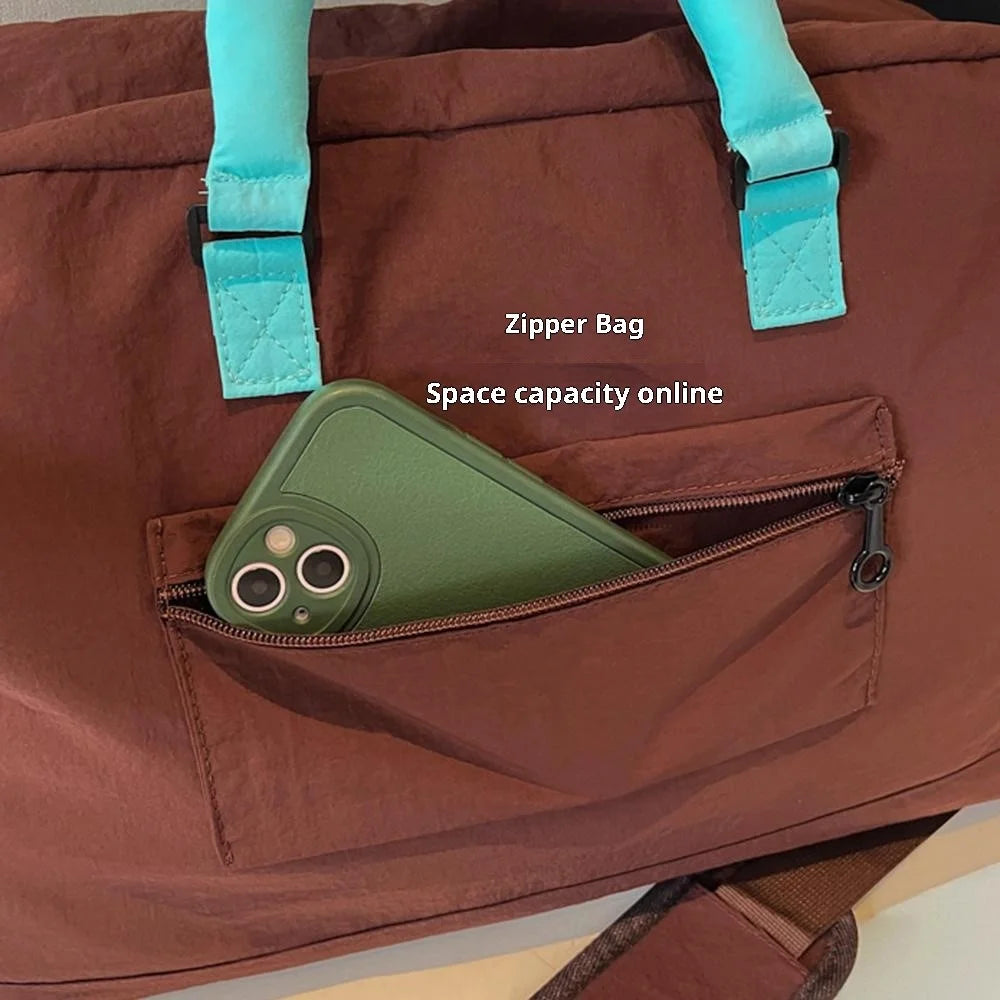 Fitness Bag Gym Swim Bag Dry Wet Separation Travel Duffel Shoulder Crossbody Luggage Bag for Women - Coffee - 5