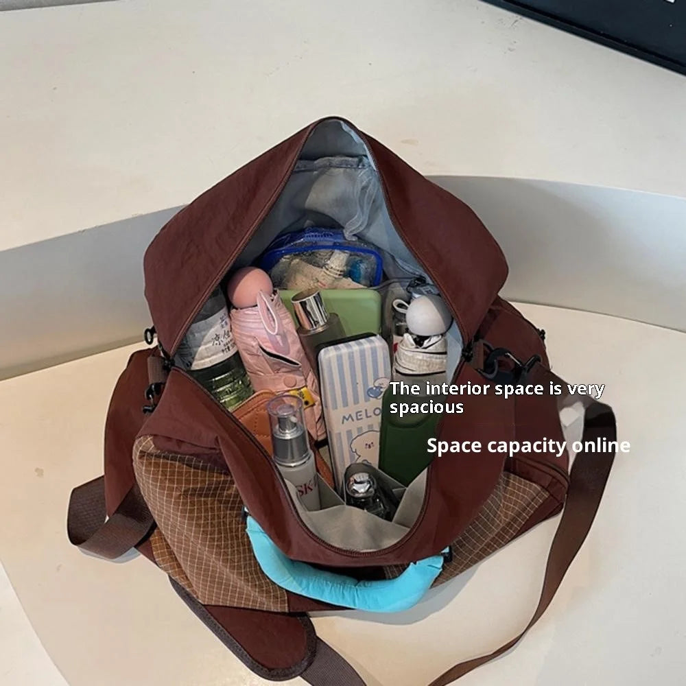 Fitness Bag Gym Swim Bag Dry Wet Separation Travel Duffel Shoulder Crossbody Luggage Bag for Women - Coffee - 7