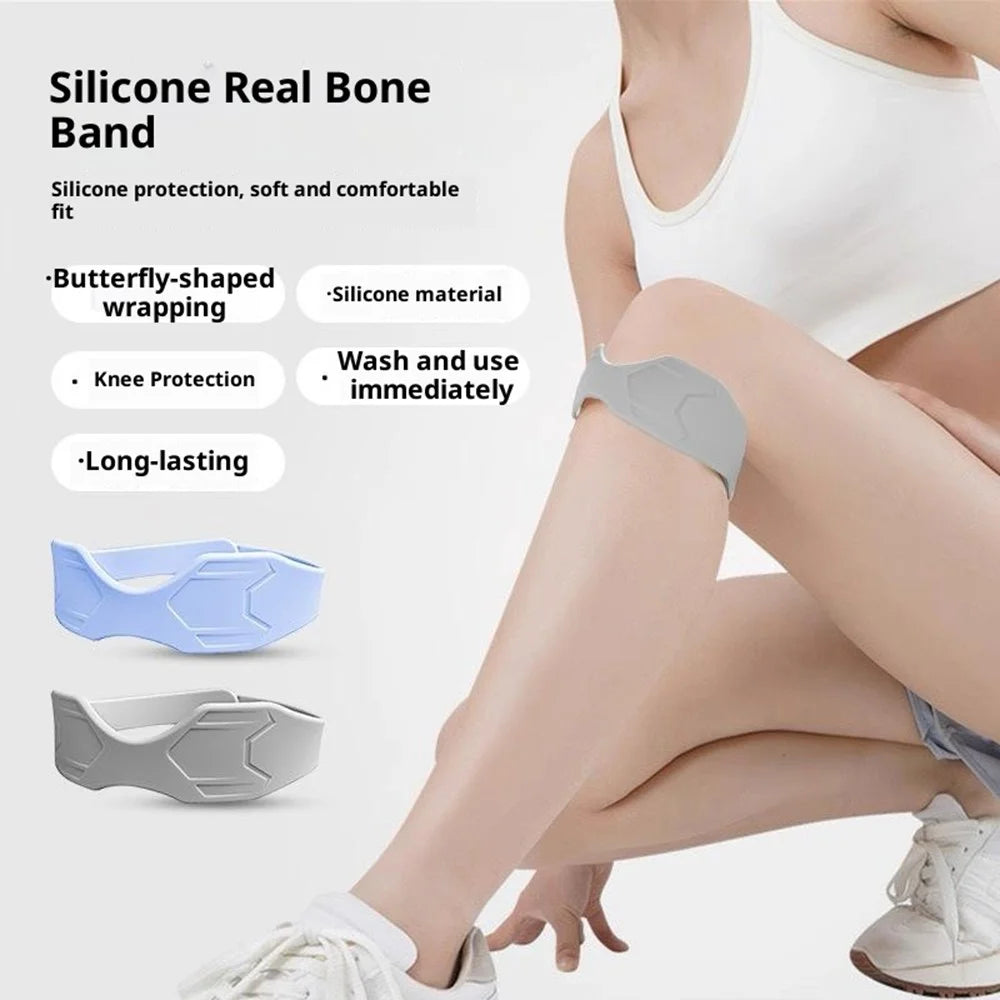 XX-025 1 Pair Sports Silicone Patella Strap Lightweight Breathable Knee Support Brace Joint Stabilization Pressure Relief - Grey - 2
