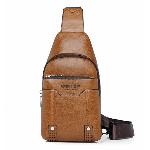WEIXIER X466 Lightweight Men Chest Bag Water-Resistant Casual Crossbody Pack with Adjustable Shoulder Strap - Light Brown - 1