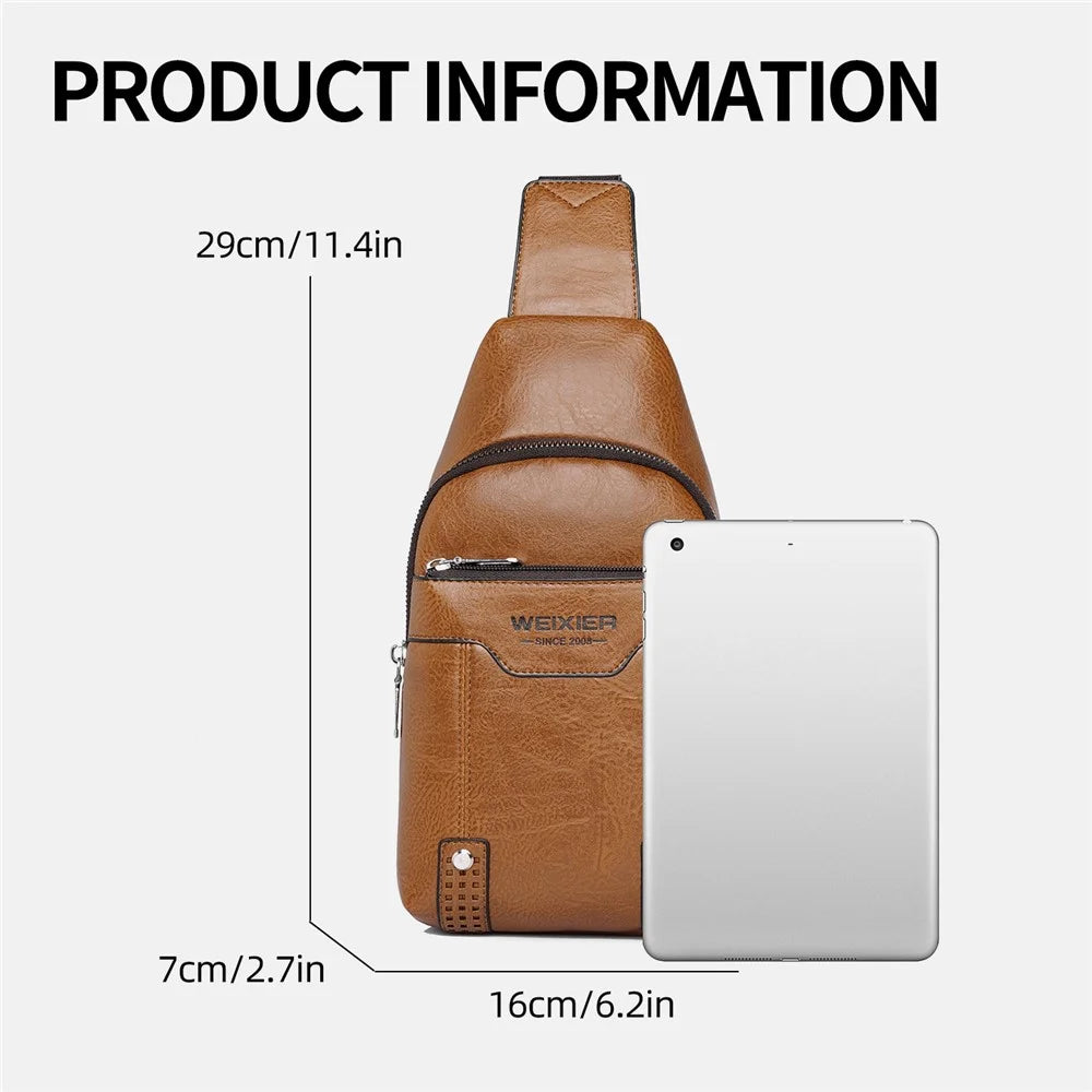 WEIXIER X466 Lightweight Men Chest Bag Water-Resistant Casual Crossbody Pack with Adjustable Shoulder Strap - Light Brown - 6