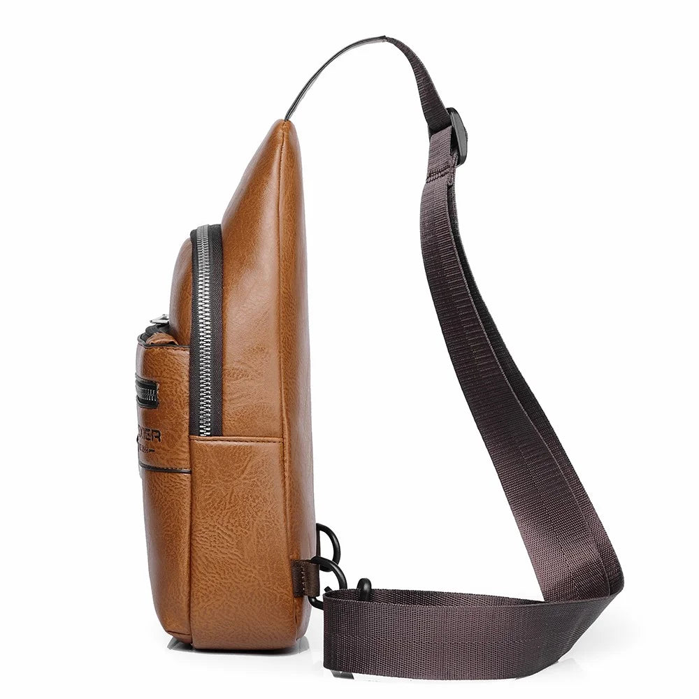 WEIXIER X463 Large Capacity Men Chest Bag Lightweight Crossbody Pack Water Resistant for Daily Commute Casual Trips - Light Brown - 4
