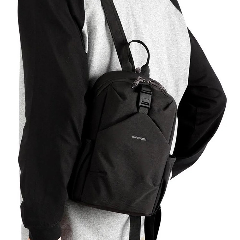 WEPOWER 2207# Lightweight Commuter Backpack Unisex Casual Travel Daypack Double Shoulder Bag - Black - 2