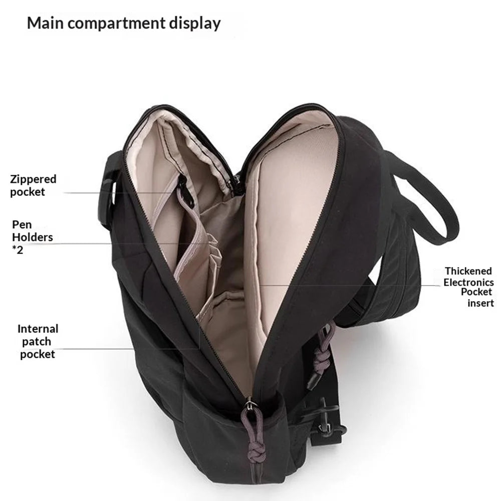 WEPOWER 2207# Lightweight Commuter Backpack Unisex Casual Travel Daypack Double Shoulder Bag - Black - 4