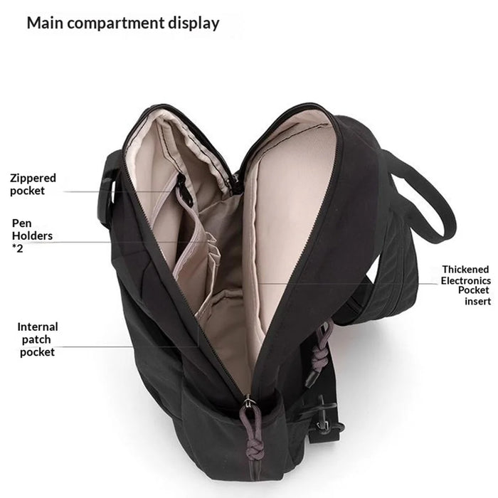 WEPOWER 2207# Lightweight Commuter Backpack Unisex Casual Travel Daypack Double Shoulder Bag - Black - 4