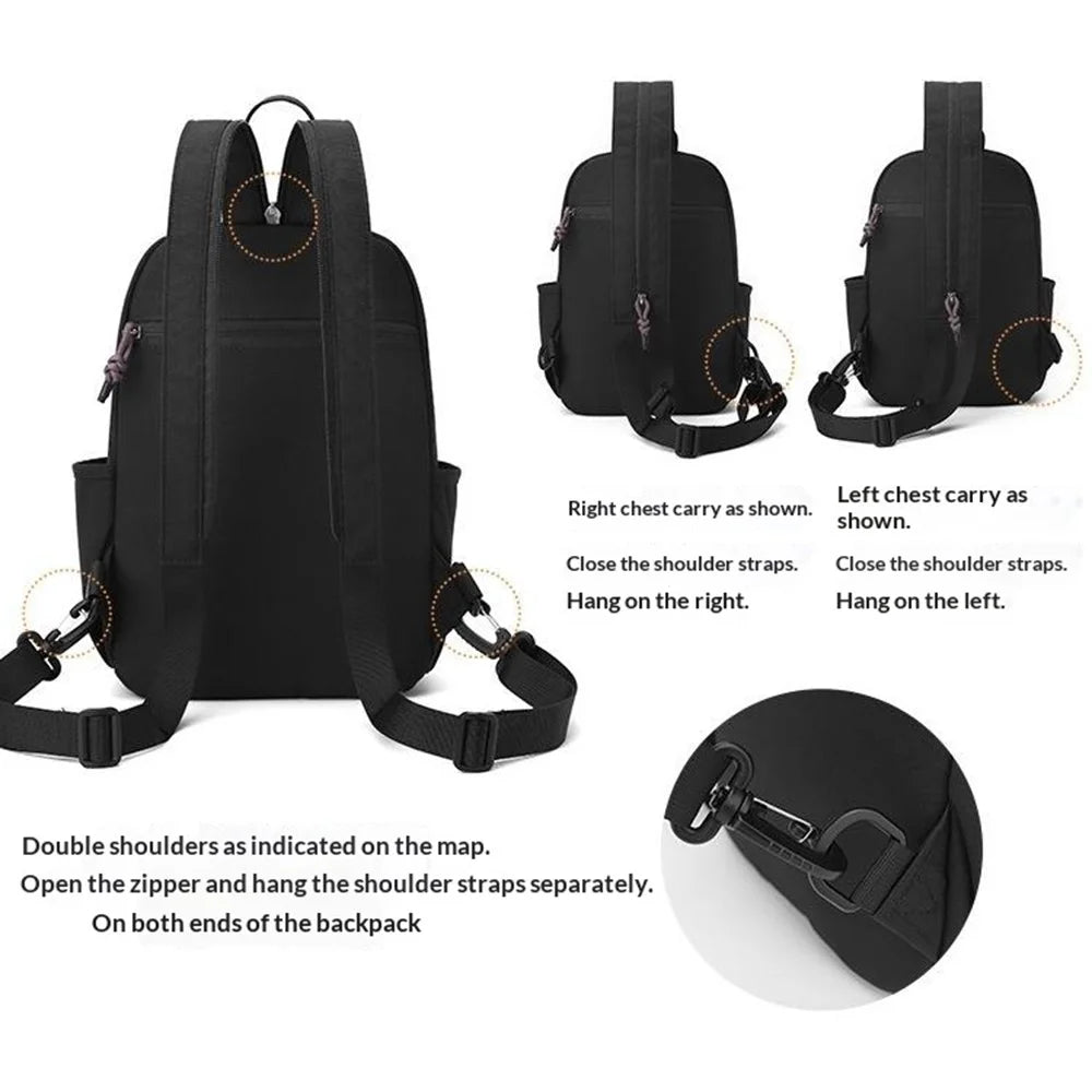 WEPOWER 2207# Lightweight Commuter Backpack Unisex Casual Travel Daypack Double Shoulder Bag - Black - 5