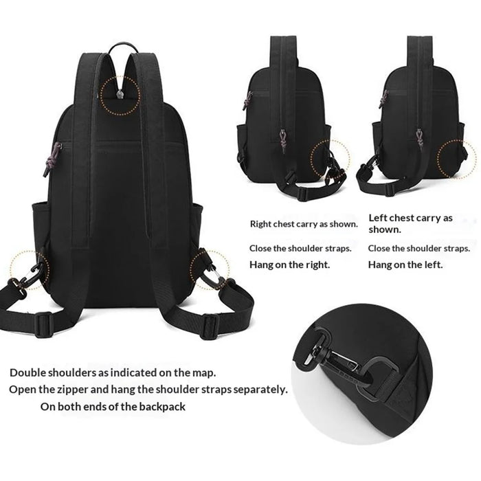 WEPOWER 2207# Lightweight Commuter Backpack Unisex Casual Travel Daypack Double Shoulder Bag - Black - 5