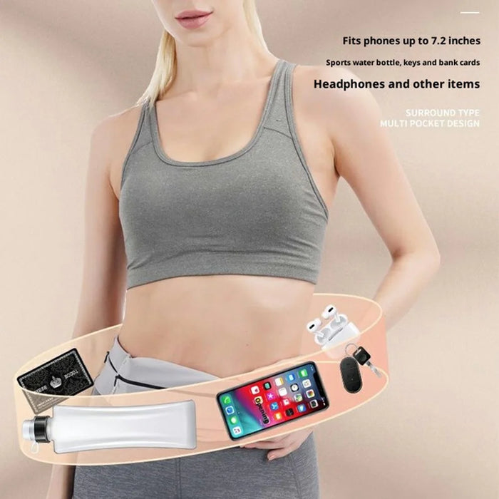 OUDO Slim Invisible Running Belt Breathable Waist Pack with Reflective Strips - for Waist 60cm - 85cm  /  Black - 2
