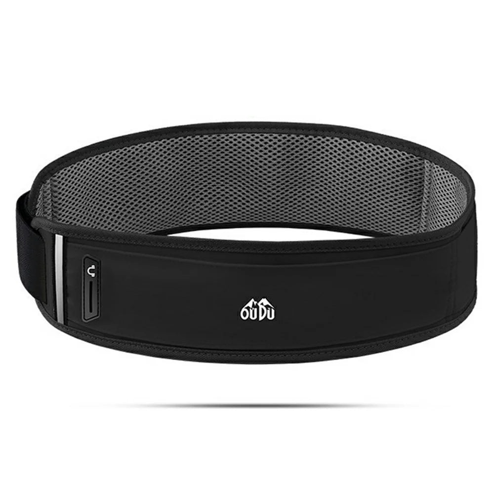 OUDO Thin Breathable Running Belt Invisible Waist Pack Water-Repellent Without Kettle - for Waist 60cm - 85cm  /  Black - 1