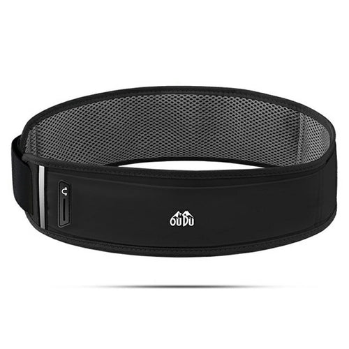 OUDO Thin Breathable Running Belt Invisible Waist Pack Water-Repellent Without Kettle - for Waist 60cm - 85cm  /  Black - 1