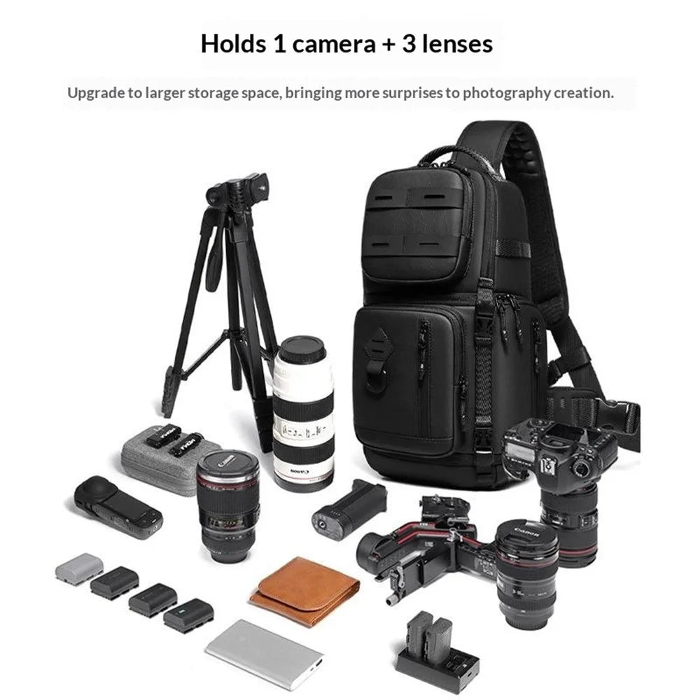 9262 Waterproof DSLR Camera Bag Wear-Resistant Single Shoulder Camera Case Ergonomic Camera Backpack - Black - 3