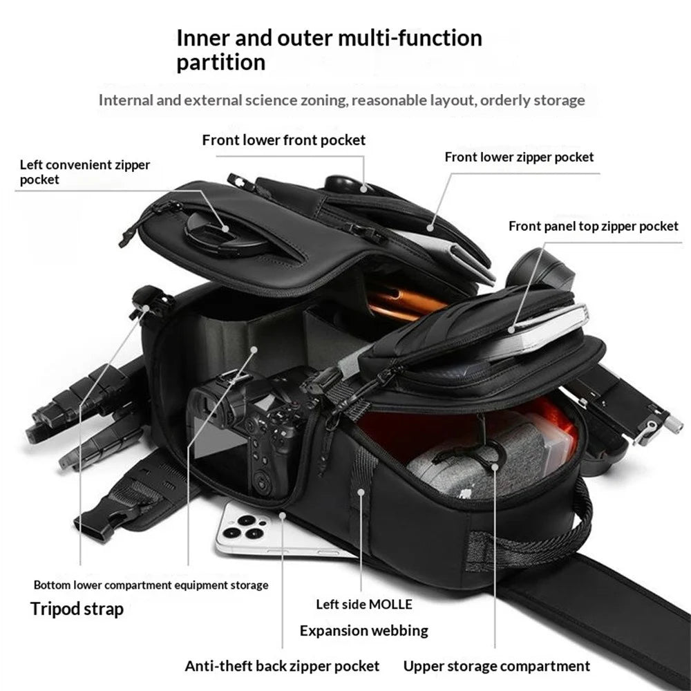 9262 Waterproof DSLR Camera Bag Wear-Resistant Single Shoulder Camera Case Ergonomic Camera Backpack - Black - 4