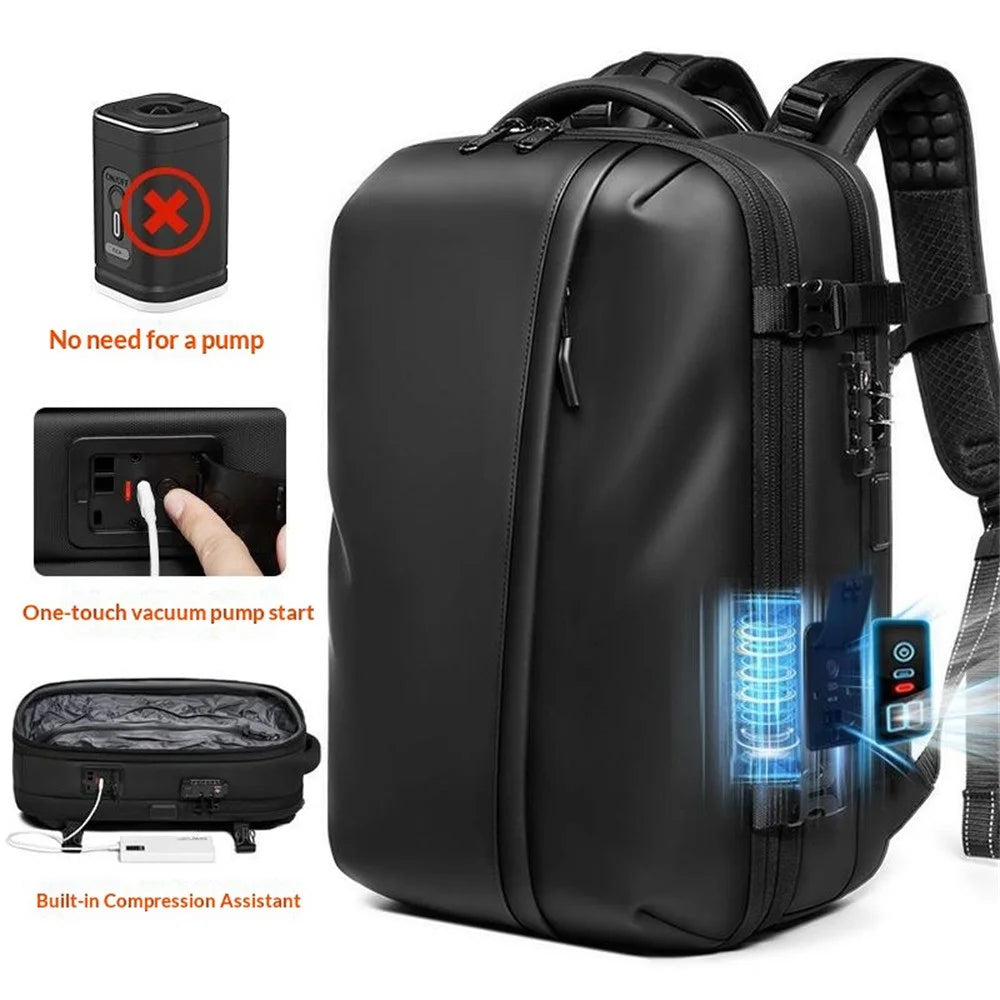7708 Large Capacity Travel Backpack Built-in Vacuum Compressor Waterproof Business Bag with TSA Lock - Black - 2