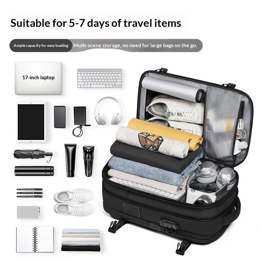7708 Large Capacity Travel Backpack Built-in Vacuum Compressor Waterproof Business Bag with TSA Lock - Black - 3