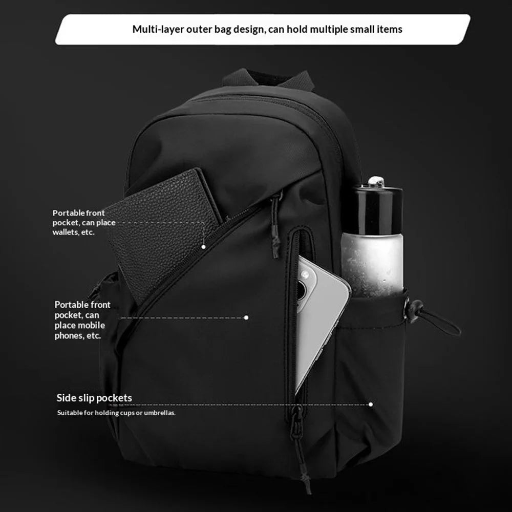WEPOWER 1239# Commute Men Single Shoulder Bag Large Capacity Crossbody Bag Water-Resistant Chest Pack - Black - 4