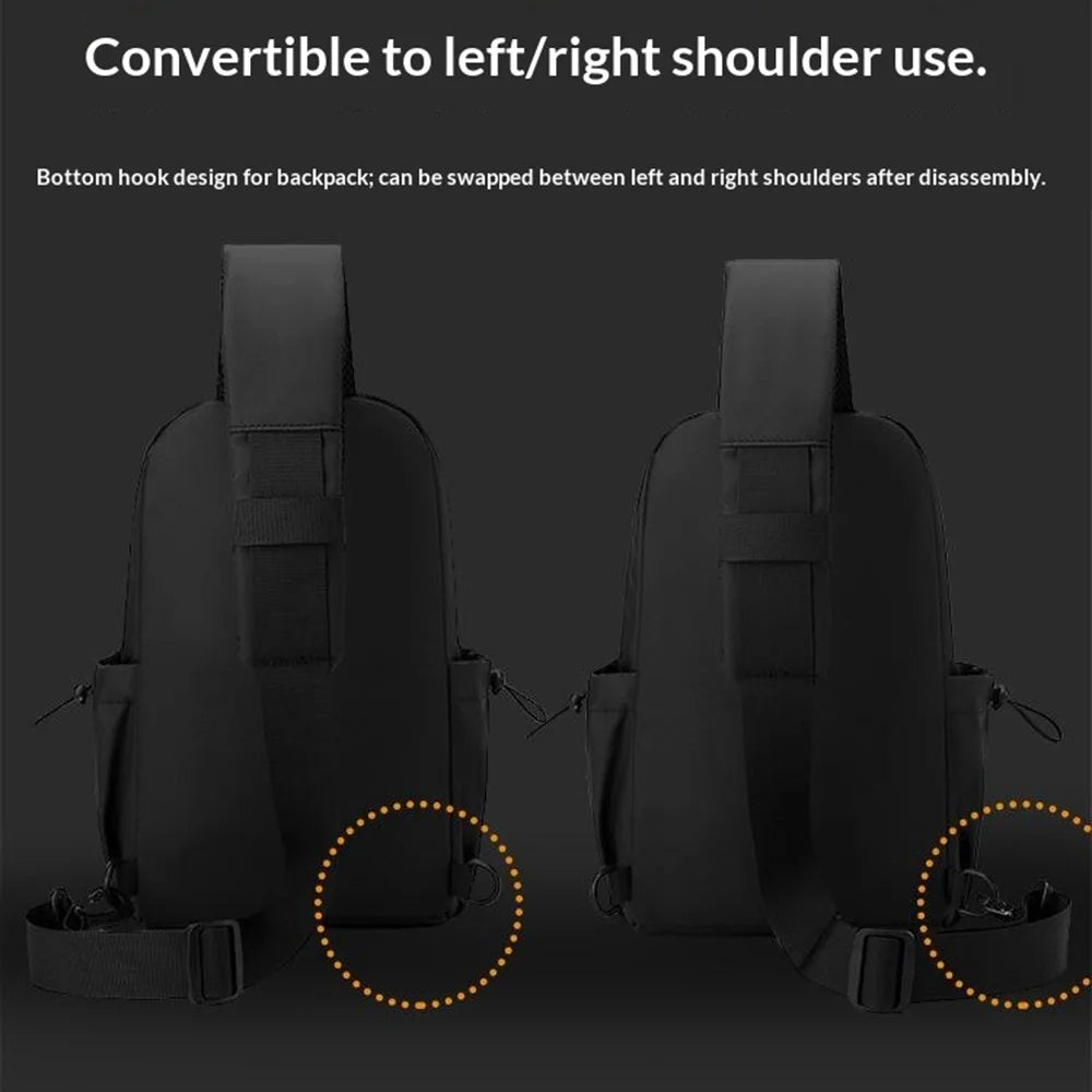 WEPOWER 1239# Commute Men Single Shoulder Bag Large Capacity Crossbody Bag Water-Resistant Chest Pack - Black - 6
