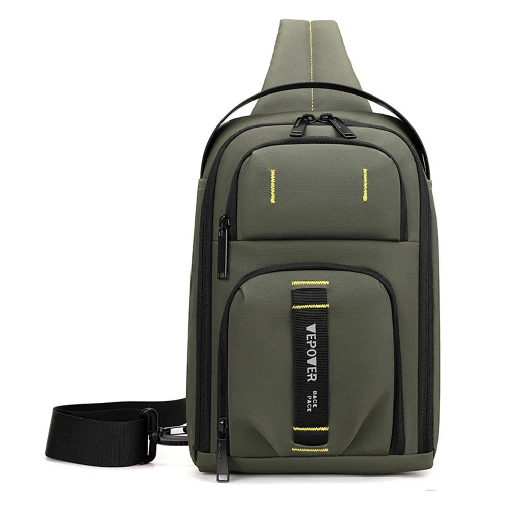 WEPOWER 1322# Business Chest Bag Commuter Crossbody Bag Portable Sling Pack for Men Outdoor Travel - Army Green - 1