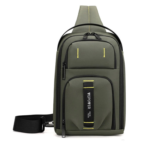 WEPOWER 1322# Business Chest Bag Commuter Crossbody Bag Portable Sling Pack for Men Outdoor Travel - Army Green - 1
