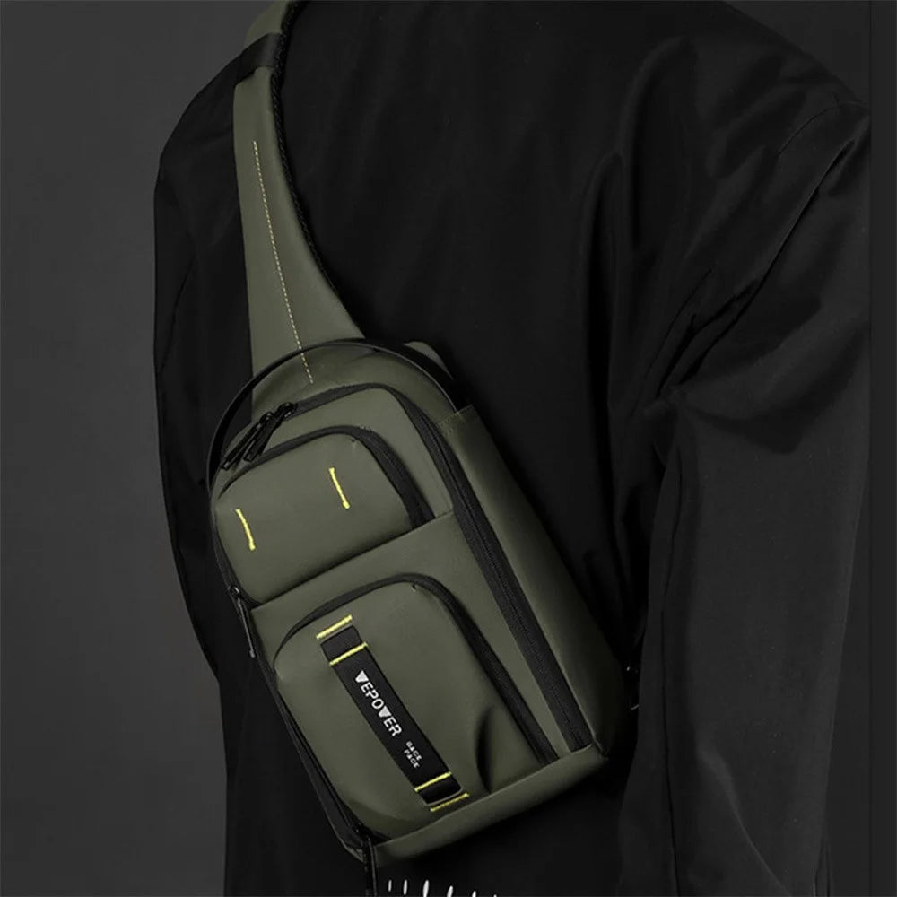 WEPOWER 1322# Business Chest Bag Commuter Crossbody Bag Portable Sling Pack for Men Outdoor Travel - Army Green - 2