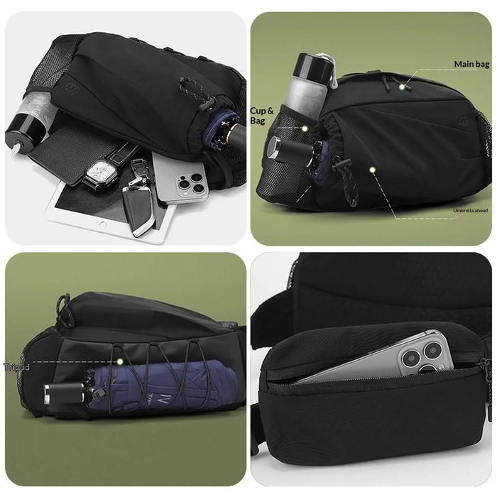 WEPOWER 883# Unisex Backpack Waist Bag Chest Pack Convertible Lightweight Pouch for Sports / Cycling / Travel - Black - 5