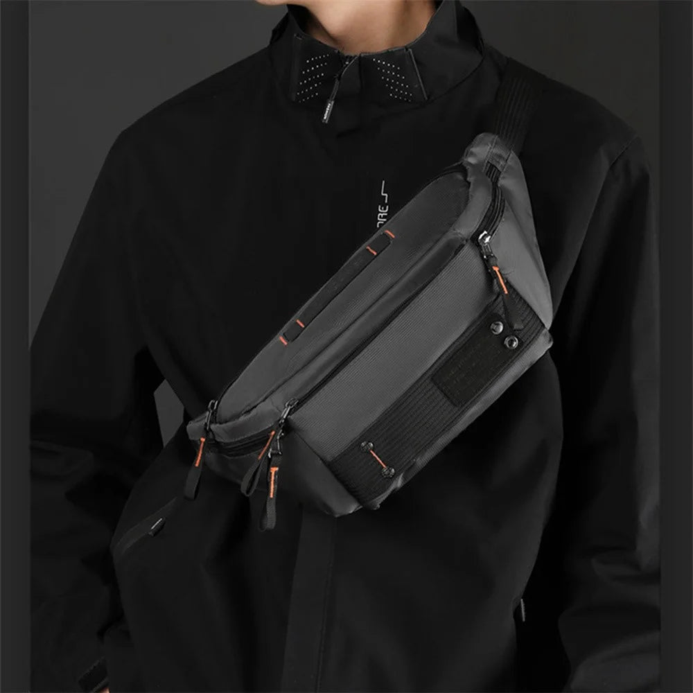 WEPOWER 8109# Outdoor Waist Bag Commute Shoulder Crossbody Pouch Waterproof Chest Bag for Running / Cycling - Black - 2