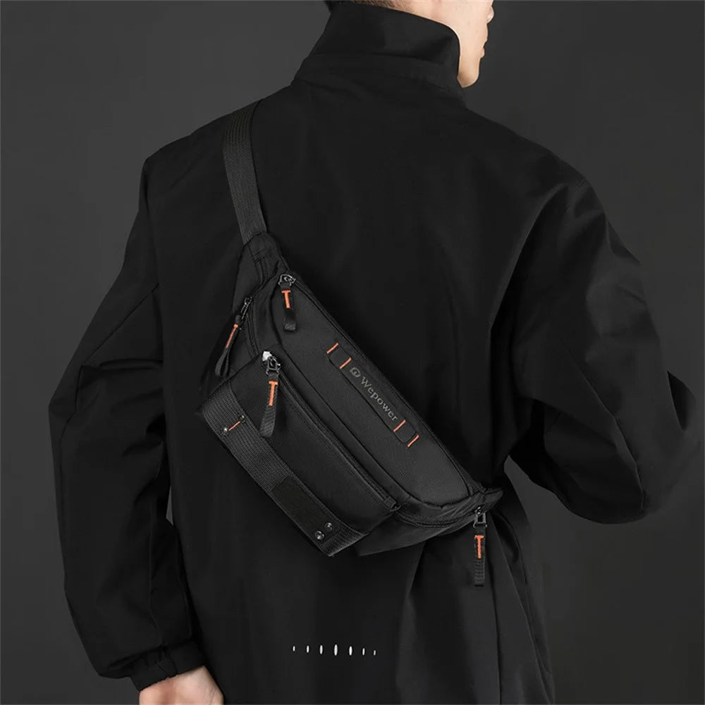 WEPOWER 8109# Outdoor Waist Bag Commute Shoulder Crossbody Pouch Waterproof Chest Bag for Running / Cycling - Black - 6