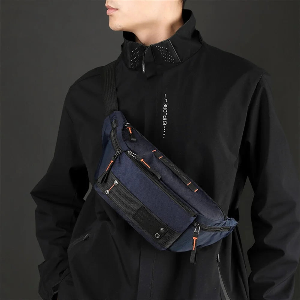 WEPOWER 8109# Outdoor Waist Bag Commute Shoulder Crossbody Pouch Waterproof Chest Bag for Running / Cycling - Black - 7