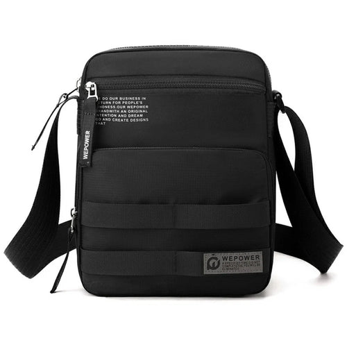 WEPOWER 2320 Solid Color Small Crossbody Bag Waterproof Casual Men Shoulder Pack for Commute Travel - Black - 1