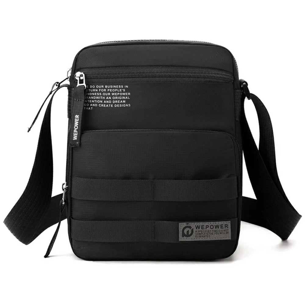 WEPOWER 2320 Solid Color Small Crossbody Bag Waterproof Casual Men Shoulder Pack for Commute Travel - Black - 1