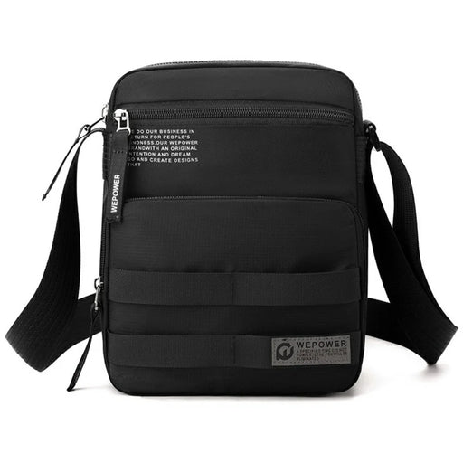 WEPOWER 2320 Solid Color Small Crossbody Bag Waterproof Casual Men Shoulder Pack for Commute Travel - Black - 1