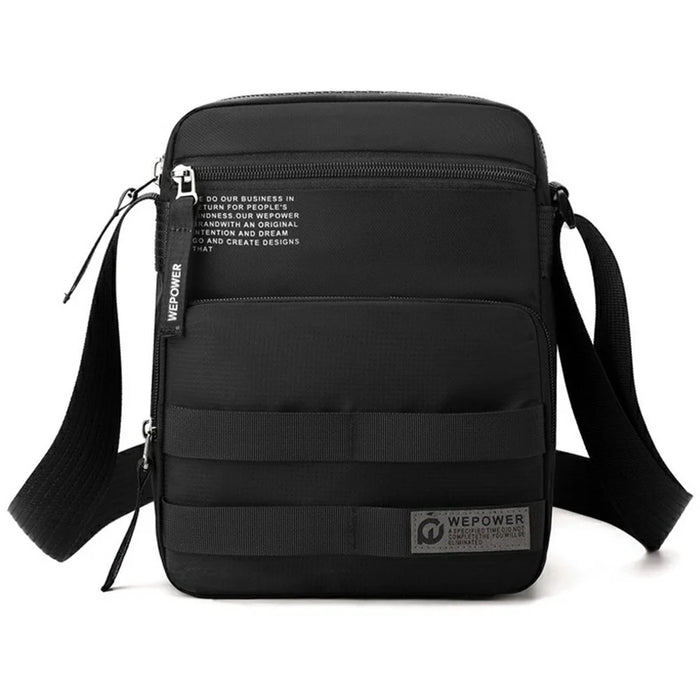 WEPOWER 2320 Solid Color Small Crossbody Bag Waterproof Casual Men Shoulder Pack for Commute Travel - Black - 1