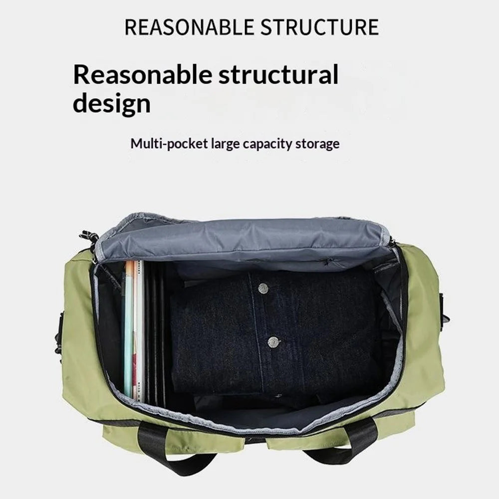TC21.5 Large Capacity Nylon Duffel Bag Outdoor Travel Luggage Organizer Handbag with Shoe Compartment - Olive Green - 4