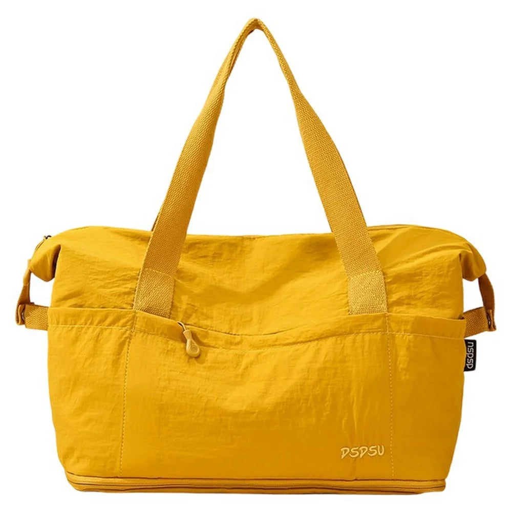 DSDSU Expandable Large Capacity Travel Bag Waterproof Gym Bag Luggage Organizer with Ergonomic Handle - Yellow - 1