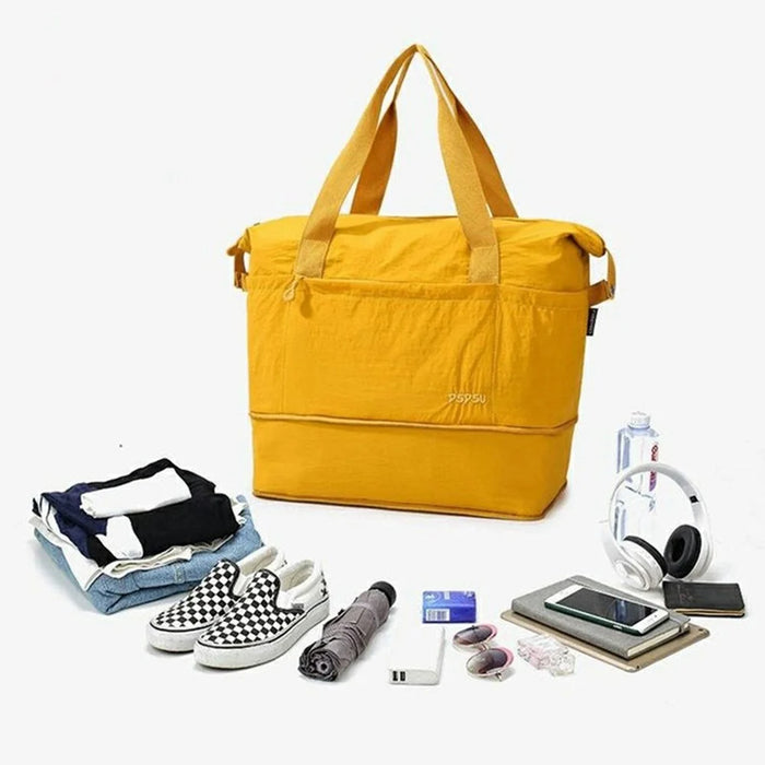DSDSU Expandable Large Capacity Travel Bag Waterproof Gym Bag Luggage Organizer with Ergonomic Handle - Yellow - 4