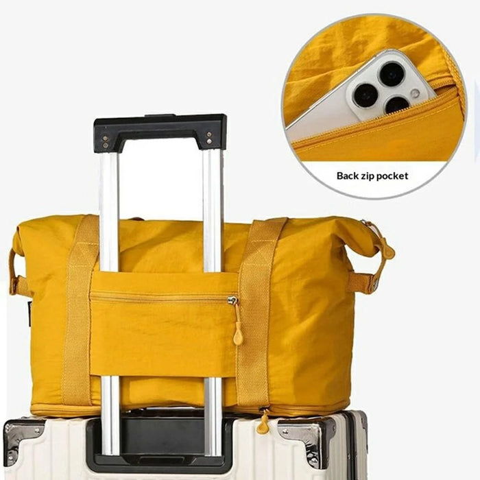 DSDSU Expandable Large Capacity Travel Bag Waterproof Gym Bag Luggage Organizer with Ergonomic Handle - Yellow - 6