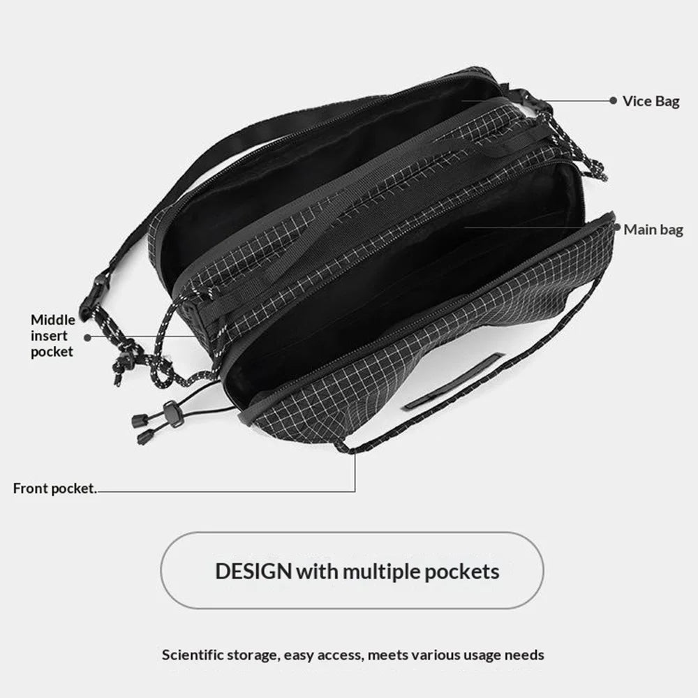 WEPOWER Nylon Minimalist Commuter Crossbody Bag Waterproof Single Shoulder Bag - Black - 4