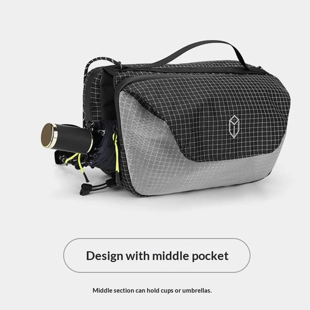 WEPOWER Nylon Minimalist Commuter Crossbody Bag Waterproof Single Shoulder Bag - Black - 5