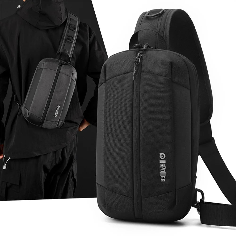 WEPOWER 2173 Waterproof Chest Bag for Men Large Capacity Handheld Crossbody Bag for Commute / Outdoor Travel - Black - 2