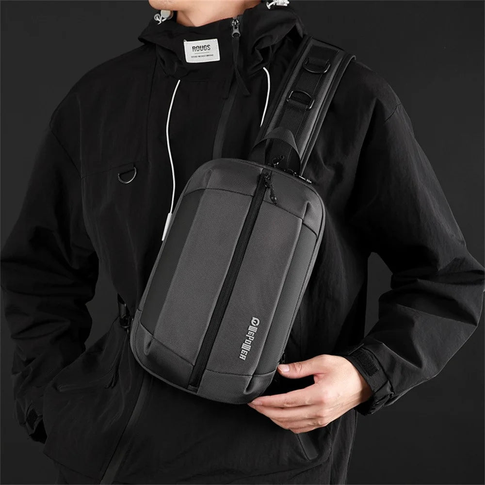 WEPOWER 2173 Waterproof Chest Bag for Men Large Capacity Handheld Crossbody Bag for Commute / Outdoor Travel - Black - 4