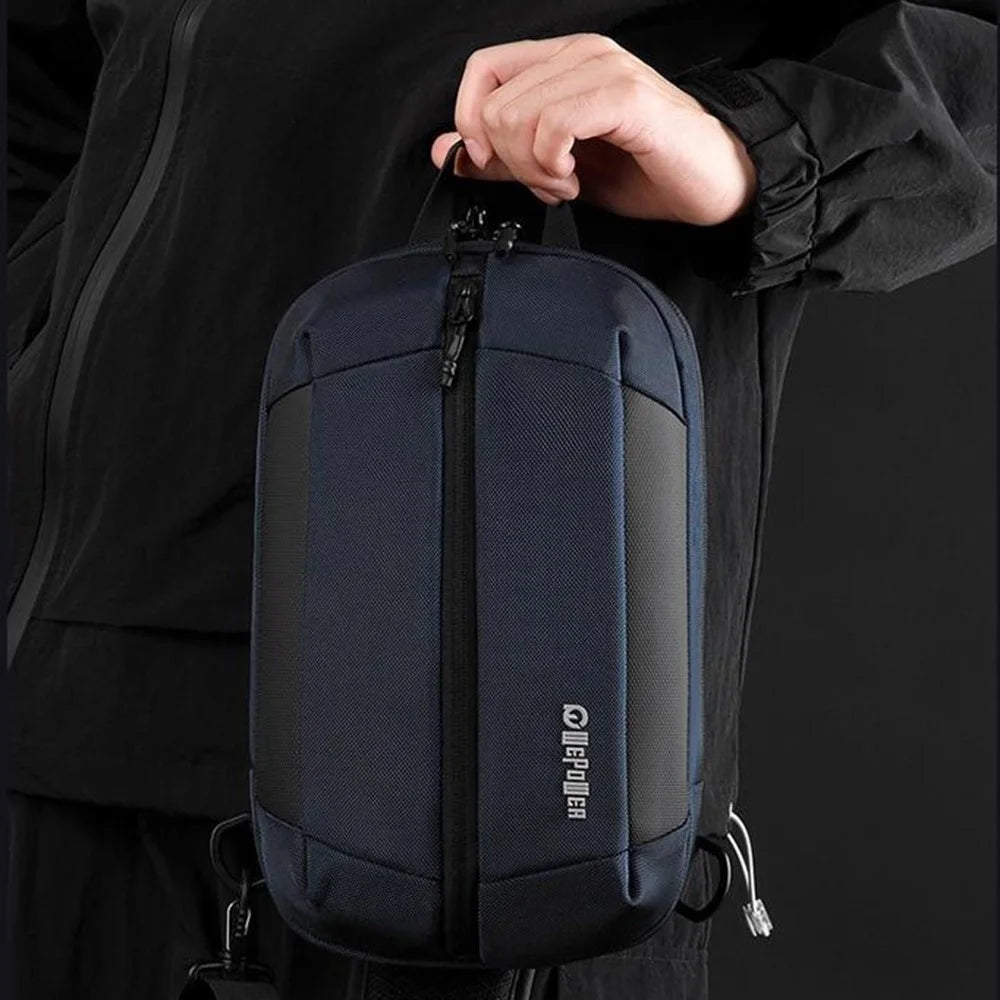 WEPOWER 2173 Waterproof Chest Bag for Men Large Capacity Handheld Crossbody Bag for Commute / Outdoor Travel - Black - 6