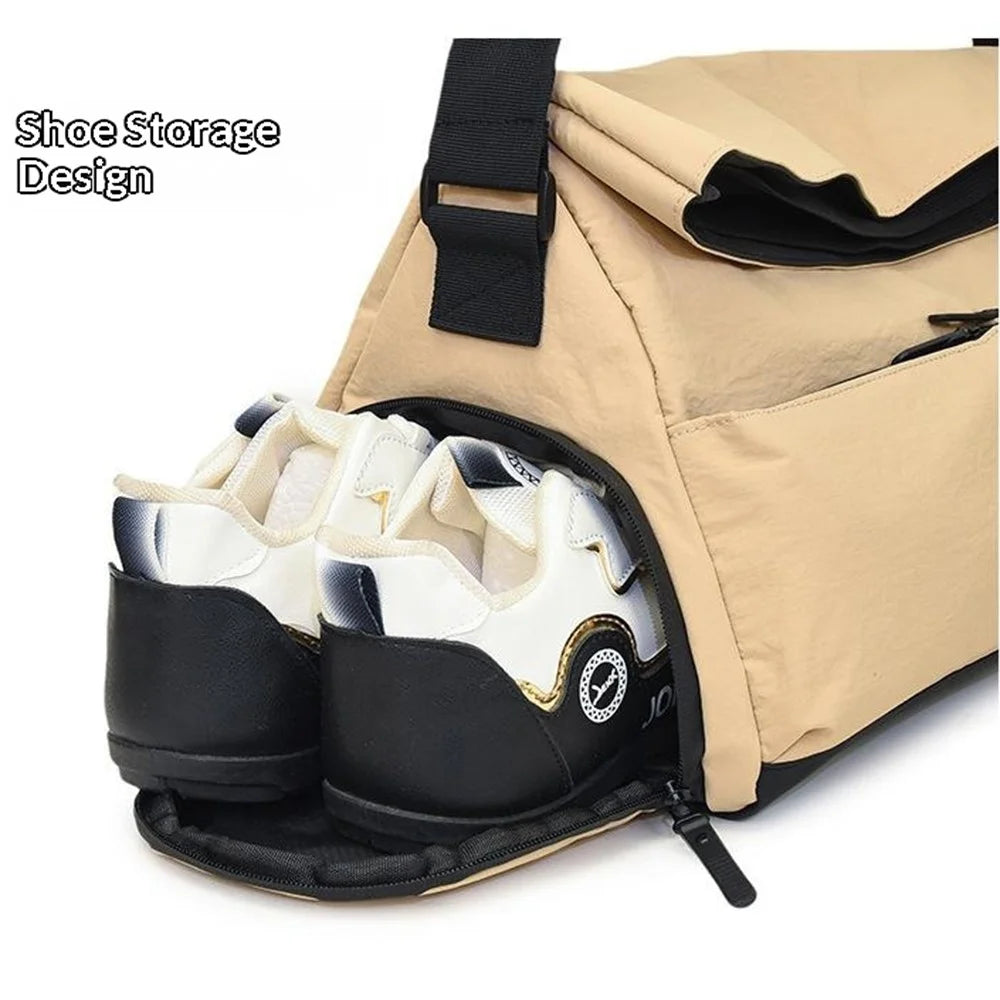 Fitness Bag for Women / Men Large Capacity Yoga Storage Bag Swimming Bag Handheld Travel Bag - Khaki - 6